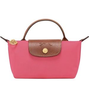 BNWT Longchamp Le Pliage Mini Pouch with Handle Pink